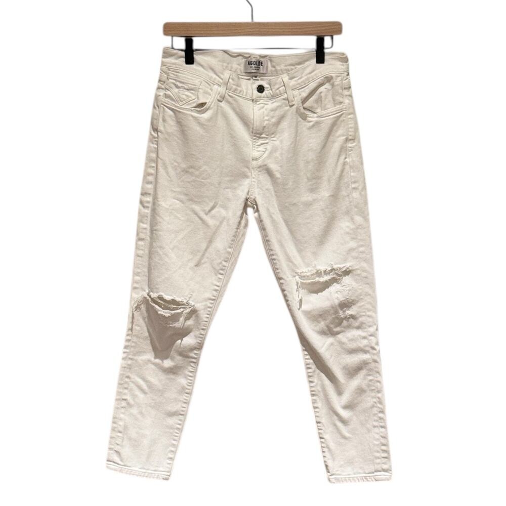 AGOLDE Sophie Crop in Shoreline Destruct Distressed White Summer Size 28